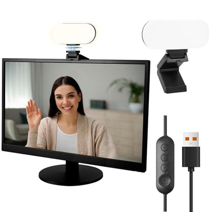 Video Conference Lighting & Computer Light – USB LED Panel for Laptop & Desktop, Plug-and-Play Webcam Light for Zoom, Teams, Streaming & Remote Work, 3 Color Modes & 10 Brightness Levels