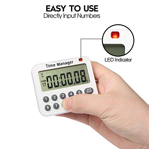AIMILAR Magnetic Digital Kitchen Timer with Direct Numerical Keypad, Loud Alarm - 99Hr Countdown Count Up Timer for Cooking Baking Classroom, Batteries Included - color: Red-1