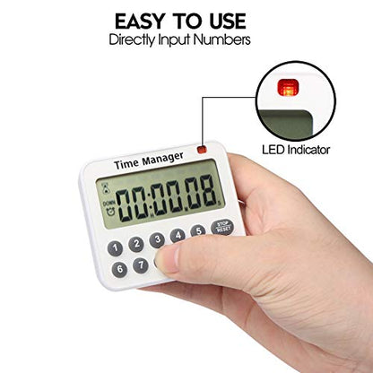 AIMILAR Magnetic Digital Kitchen Timer with Direct Numerical Keypad, Loud Alarm - 99Hr Countdown Count Up Timer for Cooking Baking Classroom, Batteries Included - color: Red-1