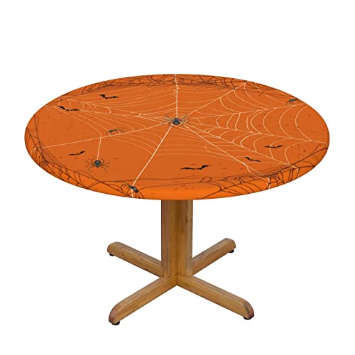 Halloween Round Tablecloth Elastic Fitted Table Cover Washable Elastic Edge Tablecloths for Kitchen Dining Party Fitted Table 40-44 inch - color: Halloween S, size: 40" (Round)