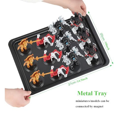 Miniature Storage Case with 6 Metal Trays Aluminum Frame Case with Lock Large Capacity Miniature Display Case