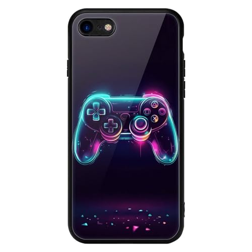 for iPhone 7/8 Case - Game Controller Design, Glass Back + TPU Inner Shell, Extreme Slimness, Bare-Hand Feel, Military-Grade Protection, Precise Cutouts, Cell Phone Cases for Men Women - color: game controller, size: iPhone 7/8