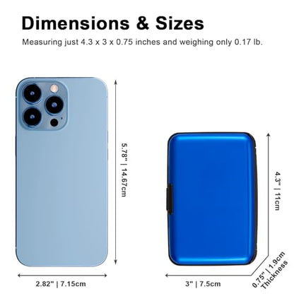 Credit Card Holder Small RFID Blocking Wallet Business Metal Slim Mini Aluminum Hard Case for Women Men - color: Blue