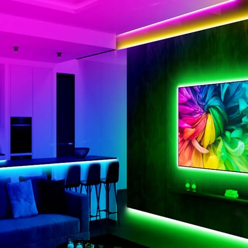Aroste 16.4-Foot RGB neon Light Strip, Festive Decoration Light Strip | Waterproof IP67 light strip, supporting remote control and app control, suitable for bedroom and gaming LED light strips