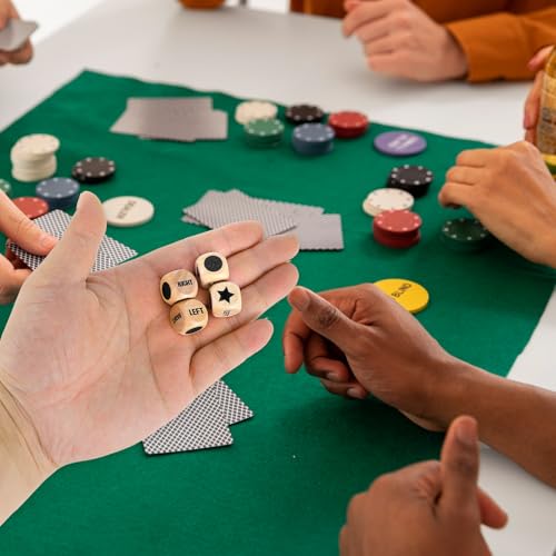 15 Pcs Left Right Center Game Dice 16mm Wooden Dice with Drawstring Bag Standard Size 6 Sided for Left Right Center Game Dices Accessorie Family Indoor Outdoor Travel Easy to Store and Carry
