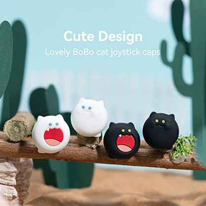 GeekShare Cute Silicone Joystick Thumb Grip Caps, Joystick Cover Compatible with Switch/OLED/Switch Lite,4PCS - BOBO Cat - color: BOBO Cat