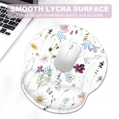 Ergonomic Mouse Pad with Wrist Rest and Keyboard Wrist Rest, Mousepad and Wrist Rest for Computer Keyboard, Pain Relief, Non-Slip Rubber Base, Mouse Pad Wrist Support for Gaming, Flowers and Plants - color: Flowers and Plants