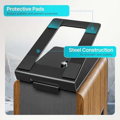 Desk Speaker Stands for Most Bookshelf Speakers, 22 lbs Capacity, 1 Pair | Speaker Riser with Anti-Vibration Pads, 16°Tilt Angle, Space-Saving Audio Stands for PC Speakers,1 Pair, Black