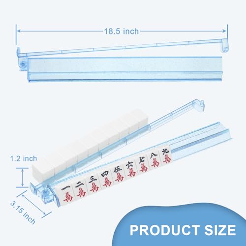 Mahjong Racks with Pushers 4PCS Set Majiang Tile Holder Acrylic Mahjong Racks Accessories and Gifts (Glitter Blue) - color: Bling Blue