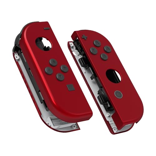 eXtremeRate DIY Replacement Shell Buttons for Nintendo Switch & Switch OLED, Scarlet Red Soft Touch Custom Housing Case with Full Set Button for Joycon Handheld Controller - Console Shell NOT Included - color: Scarlet Red