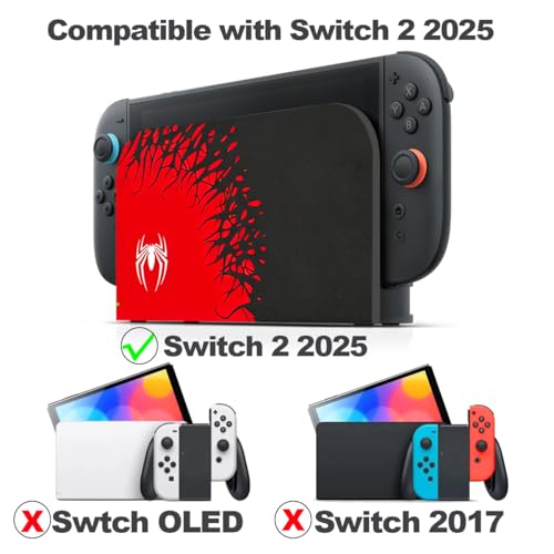 Switch 2 Dock Cover, Custom Faceplate Cover for Nintendo Switch 2 Charging Docking Station Scratch-Resistant & Abrasion-Resistant Hard PC Shell Protector Spider, Black - color: Black Spider