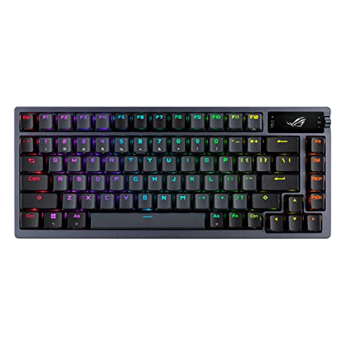 ASUS ROG Azoth Wireless Mechanical Gaming Keyboard – 75% TKL, Tri-Mode Connectivity, Hot Swappable Pre-lubed ROG NX Storm Clicky Switches, PBT Keycaps, RGB, OLED Display, PC/Mac Support - Black - color: Black, size: Storm Clicky, style: Azoth