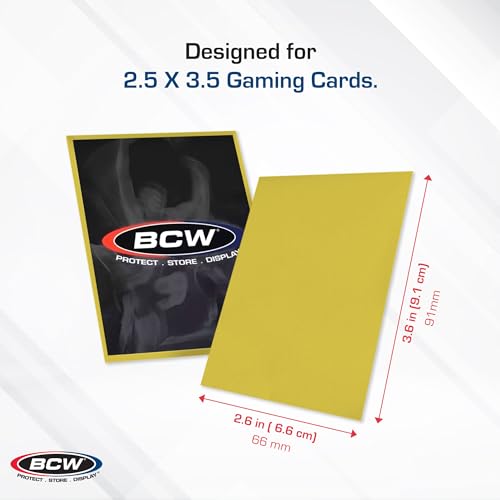 BCW Deck Guard - Double Matte Card Sleeves | 500 Count Box (10 Packs of 50) | Acid-Free, No PVC | Fits 2.5" x 3.5" Game Cards | Archival Safe Protection (Yellow) - color: Yellow