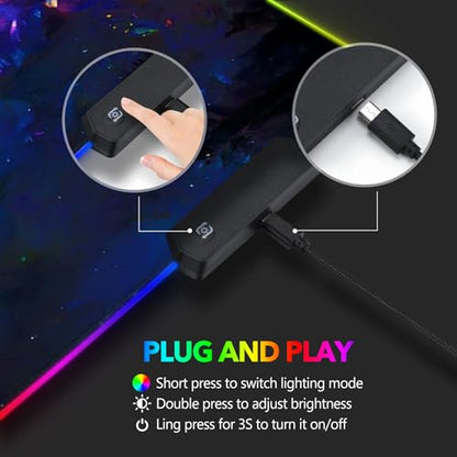AIMSA RGB LED Gaming Mouse Pad, 14 Modes Glow Pad, Extra Large Gaming Mousepad, 35.4 x 15.8 inch Extended Big Waterproof Keyboard Mouse Pad Mat, Colorful Abstract Butterfly - color: Colorful Abstract Butterfly