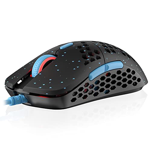 HK GAMING Mira M Ultra Lightweight Honeycomb Shell Wired RGB Gaming Mouse - Up to 12 000 cpi | 6 Buttons - 63g Only (Mira-M, Blue Phantom)
