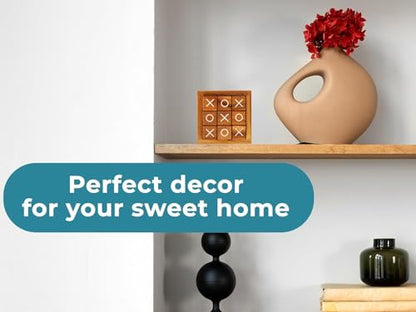 BSIRI Wooden Tic Tac Toe Coffee Table Decor Game Living Room Home Office Decorative Small Desk Bar Top Classic XO Tictactoe Toy Board Travel Size Wood Mini Gifts for Family Games and Gifts for Adults