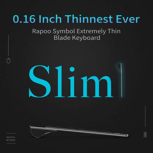RAPOO 무선 키보드 및 레이저 마우스 콤보, 멀티 장치 (블루투스 4.0+3.0+2.4G) 키보드 및 마우스 세트, 윈도우/안드로이드/맥 OS용 울트라 슬림 컴퓨터 키보드 컴팩트 디자인