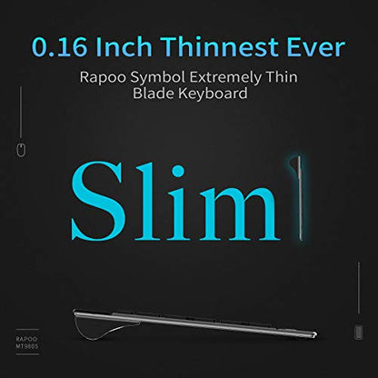 RAPOO 무선 키보드 및 레이저 마우스 콤보, 멀티 장치 (블루투스 4.0+3.0+2.4G) 키보드 및 마우스 세트, 윈도우/안드로이드/맥 OS용 울트라 슬림 컴퓨터 키보드 컴팩트 디자인