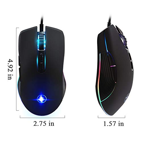 FIRSTMEMORY USB C Ergonomic Wired RGB Gaming Mouse - Optical with Adjustable DPI 800/1600/2400/3200 - Compatible with Notebook, PC, Laptop, MacBook and All Type-C Devices (Black)
