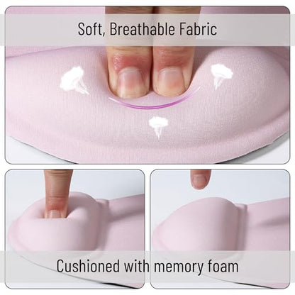 Mr. Pen- Ergonomic Mouse Pad with Wrist Rest | Blush Pink Breathable Fabric with Memory Foam Cushion, Non-Slip Rubber Base, Gel Mouse Pad with Wrist Support - color: Blush Pink