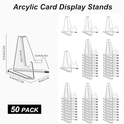 50 Packs Card Display Stand, 2.2 inch Acrylic Easel Mini Card Stand for Sports Graded Trading Baseball Football Card