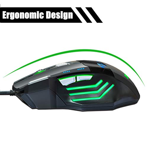 Professional Gaming Mouse Wired,4 DPI Adjustable, LED Backlight,USB Optical Mice for Laptop PC Computer Games & Work (MMR3 PRO-Black)