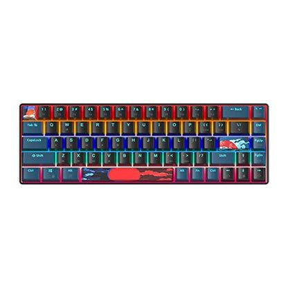 60 Percent Gaming Keyboard Mechanical with Linear Red Switch, 65% Wired Ultra-Compact Mini Keyboard Rainbow with PBT Keycaps for Ps4/Ps5/Xbox(68 MonsterB) - color: 68 Monster/Red Swicth