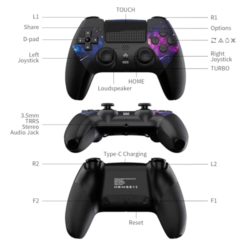 AceGamer Wireless Controller for PS5/Pro/Slim/PC, Hall Effect Joysticks, Macro/Turbo Function, Bluetooth Controller with 6-Axis Gyro/Dual Vibration/Touchpad/Ergonomic/Speaker/3.5mm Audio Jack! - color: Galaxy