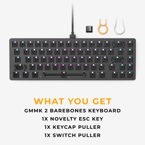 GLORIOUS Gaming GMMK 2 Compact 65% Barebones (Frame Only) - Mechanical Gaming Keyboard Frame, Compact TKL Size (65%), Aluminium, Customisable, Per Key RGB, American QWERTY Layout - Black - color: Black, size: Barebone Compact (65%)
