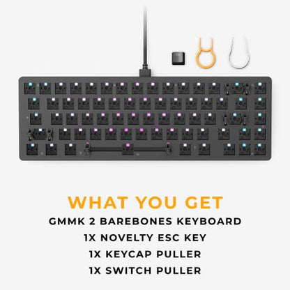 GLORIOUS Gaming GMMK 2 Compact 65% Barebones (Frame Only) - Mechanical Gaming Keyboard Frame, Compact TKL Size (65%), Aluminium, Customisable, Per Key RGB, American QWERTY Layout - Black - color: Black, size: Barebone Compact (65%)