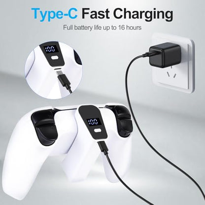 GLOWANT Charger for P5/P5 Edge Controller -2000mAh Portable Battery Pack, P5 Gaming Accessory Charging Kit with AC Adapter Power Brick(White)