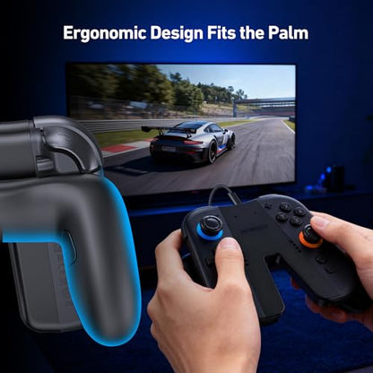 NEWDERY Charging Grip & Charging Dock for Switch 2 | Magnetic Grip Controller Compatible with Switch 2 Joycons, Play While Charging with LED Indicator, Black