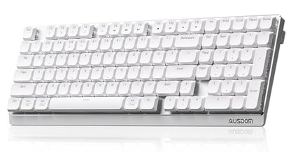 AUSDOM Wireless Mechanical Silent Office Keyboard, Low-Profile Linear Switches, Tri-Mode BT/2.4G/USB-C Computer Keyboard with Number Pad, Hot Swappable Illuminated Performance Keyboard