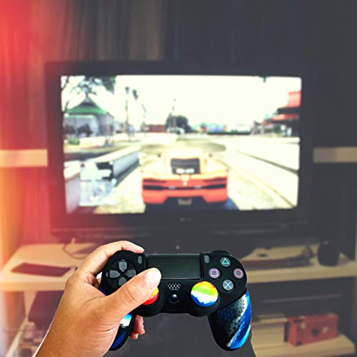 Silicone Skin Cover for Ps4 Slim/Pro DualShock Controller(1pc Anti-Slip Case, 1 Pair L2 R2 Trigger Extender, 4pcs Thumb Grips,4pcs LED Light Bar Protector Decal)(Double Blue granular) - color: Double Blue granular