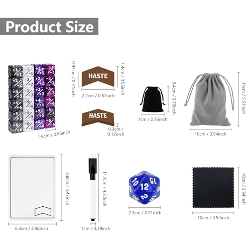 187 Pieces MTG Dice Counter & Token Set for Magic The Gatering, Plus 1 Life Counter MTG Dry Erase Tokens, Ability Keyword Counters Tokens Dice for TCG CCG Card Games Accessories