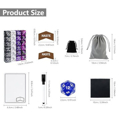 187 Pieces MTG Dice Counter & Token Set for Magic The Gatering, Plus 1 Life Counter MTG Dry Erase Tokens, Ability Keyword Counters Tokens Dice for TCG CCG Card Games Accessories