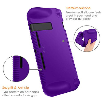 FINTIE Soft Silicone Protective Case Compatible with Nintendo Switch 2017 | Ergonomic Grip Design, Kickstand Compatible, Anti-Slip, Anti-Scratch & Shock-Absorption Grip Case for Switch 6.2-inch, Purple - color: Purple