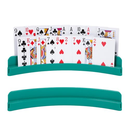 2 Packs of Double-Layer Card Holders，Playing Card Holder for Kids Adults Hands Free Card Holder for Family Card Game Nights Poker Parties - color: Green(2pack)