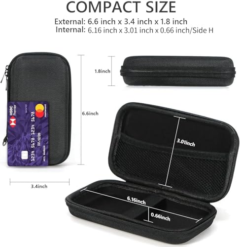 Hard EVA Protective Case, Portable Carrying Bag with Mesh Pocket,Black | Shockproof Bag, Travel Pouch for GPS,USB Drive, USB Charging Cable, Keys, MP3/MP4 Player, Airpods,Elastic Strap - color: Black