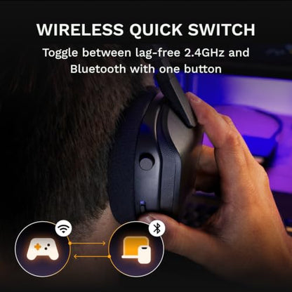 GLORIOUS GHS Wireless InfinitePlay - 2.4GHz & Bluetooth Wireless Gaming Headset for PC, PS5, PS4, Switch - Swappable 85Hr Batteries, Custom Tuned Drivers, Detachable Noise Cancelling Mic - Black - color: Black Wireless