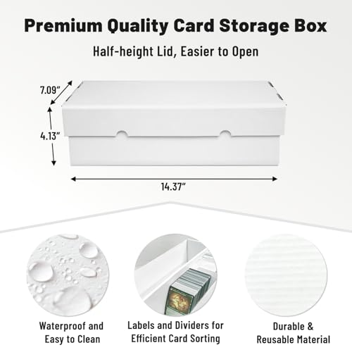 NUMINA 6 Pack 2-Row Large Card Storage Boxes, Holds up to 1800 Cards per Box (10800 Total), Heavy-Duty Cardboard Organizer with Dividers for MTG, Toploader & Sports Cards - size: 6 Pack