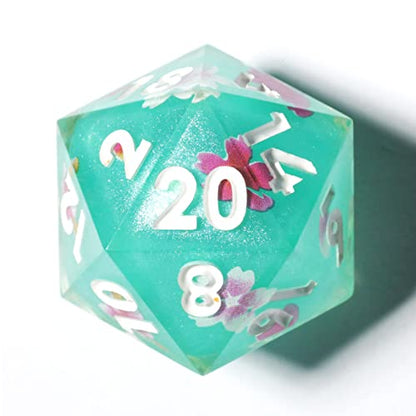 DND Resin Sharp Edge Polyhedral Dice Set,for Dungeons and Dragons RPG MTG Table Games,7 Pcs Handmade Dice Set - color: Emerald Bud