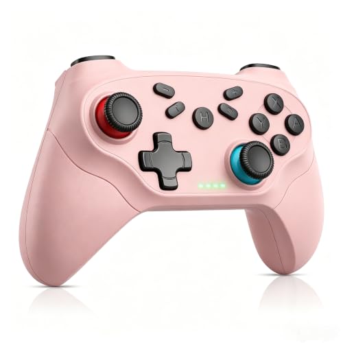Xexvyrin Wireless Controller for PC， Turbo, Gyro Axis, Dual Vibration(RGB BLACK) (pink) - color: Pink
