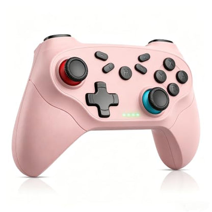 Xexvyrin Wireless Controller for PC， Turbo, Gyro Axis, Dual Vibration(RGB BLACK) (pink) - color: Pink
