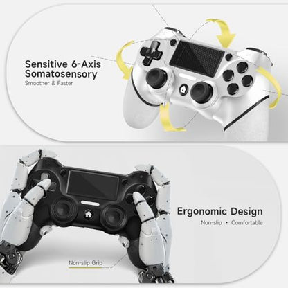 AceGamer 2 Pack for PS4 Controller, Wireless Controller for PS4/Pro/Slim/PC, with Non-Slip Grip of Both Sides and USB-C Cable! (Black and White) - color: Black and White