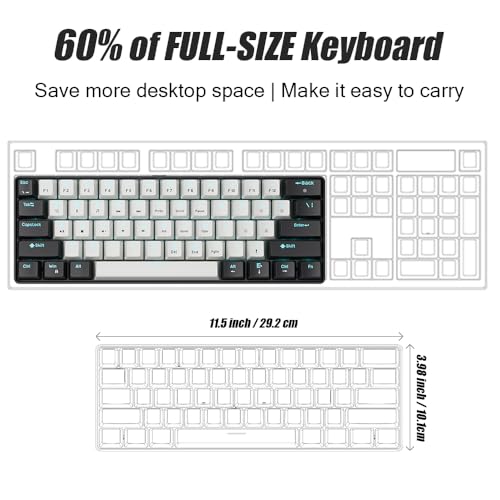 abucow 60% Mechanical Gaming Keyboard Brown Switch Wired Compact Keyboard Anti-Ghosting No-Conflict 61 Swappable keycaps Ergonomic Design for Windows/Mac (Black-White) - color: Black-White