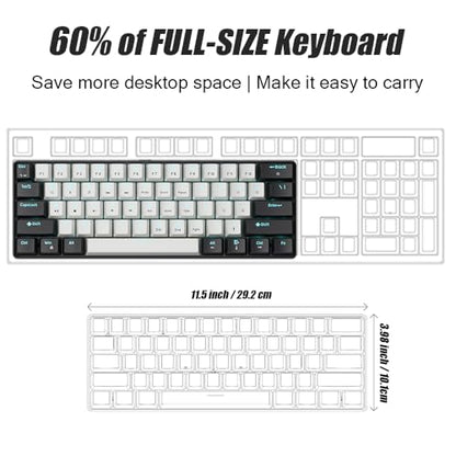 abucow 60% Mechanical Gaming Keyboard Brown Switch Wired Compact Keyboard Anti-Ghosting No-Conflict 61 Swappable keycaps Ergonomic Design for Windows/Mac (Black-White) - color: Black-White