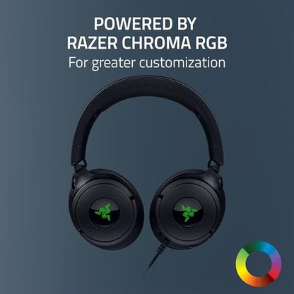 Razer Kraken V4 X Wired Gaming Headset: 40 mm Drivers - Cardioid Mic - Memory Foam Cushions - Chroma RGB Lighting - Type C & A Cable - PC, Mac, PS5, Nintendo Switch, Steam Deck, Smartphone (Renewed)