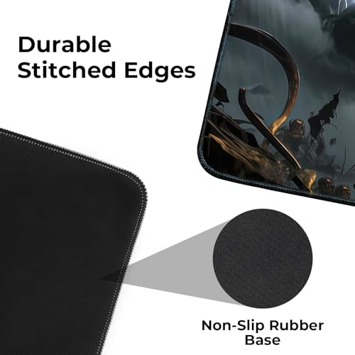 Large Thunder Dragon Gaming Mouse Pad, Chinese Desk Mat 31.5X15.7 | HD Print, Non Slip Rubber Base, Waterproof Fabric Top, Stitched Edges, Ideal Gift for Dorm, Home, Office & Back to School - color: Black