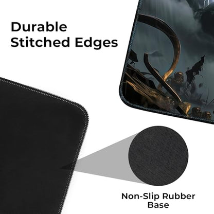 Large Thunder Dragon Gaming Mouse Pad, Chinese Desk Mat 31.5X15.7 | HD Print, Non Slip Rubber Base, Waterproof Fabric Top, Stitched Edges, Ideal Gift for Dorm, Home, Office & Back to School - color: Black